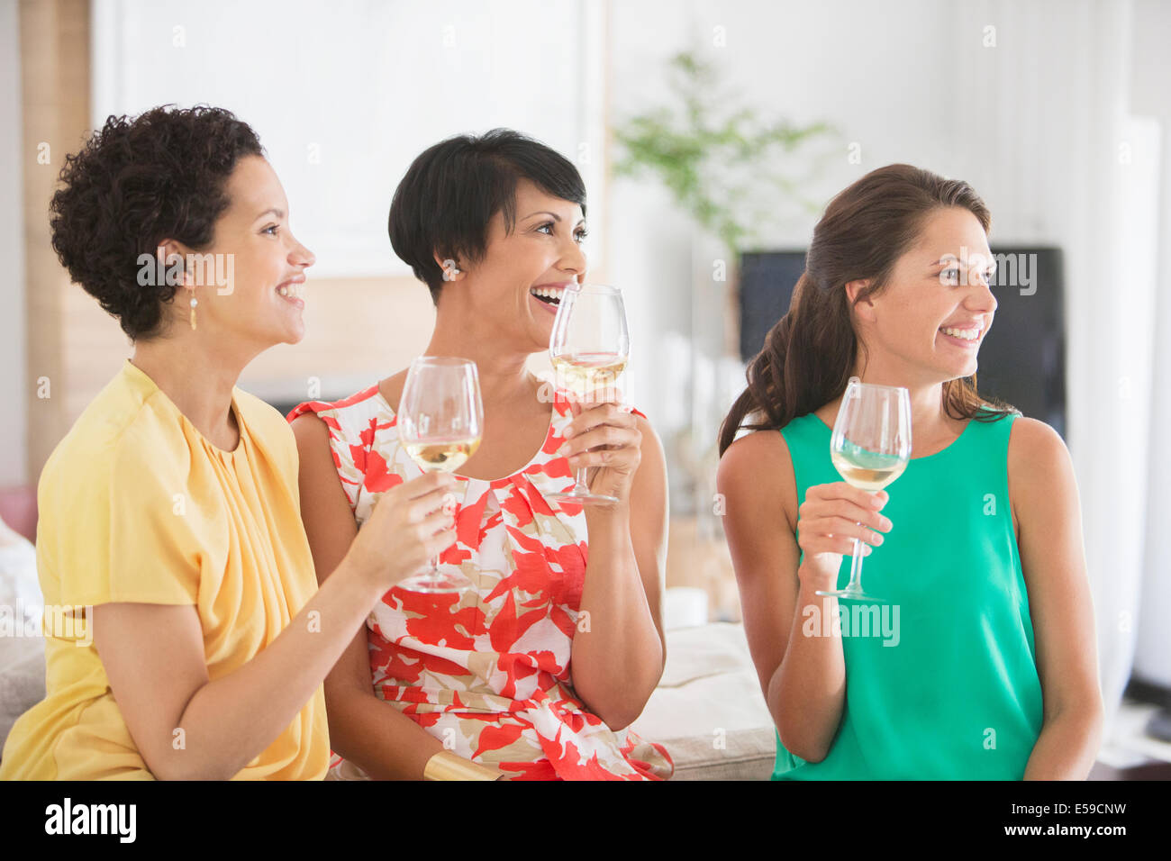 Las mujeres beber vino juntos Foto de stock