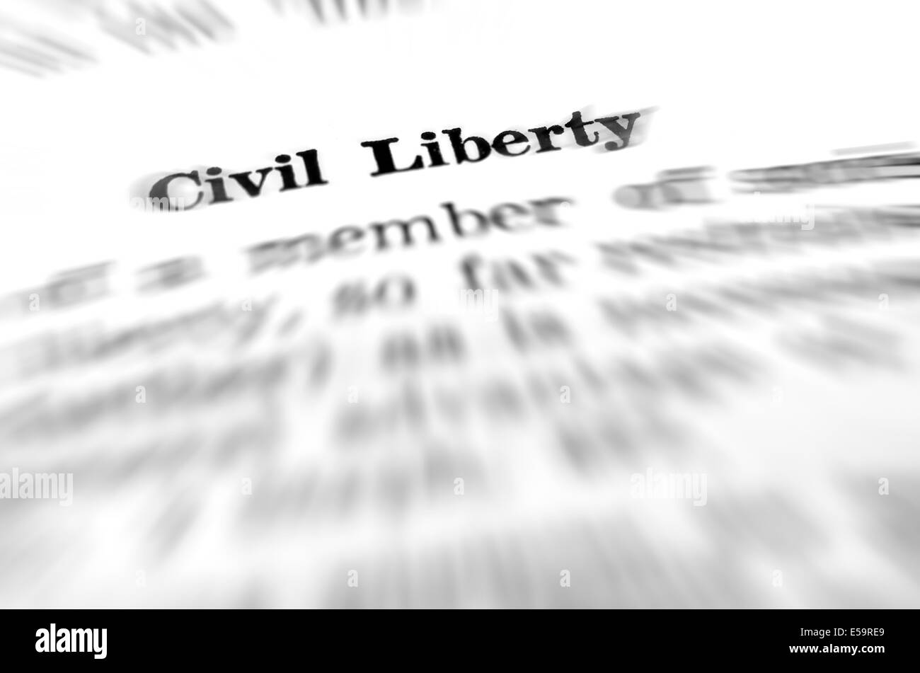 Definición de la Ley de libertades civiles en el diccionario. Foto de stock