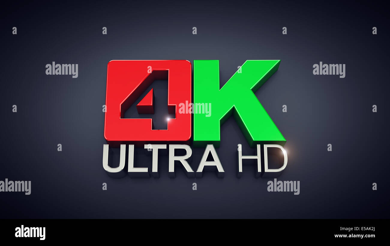 Ultra alta definición Ultra HD 4K , texto sobre fondo oscuro Foto de stock
