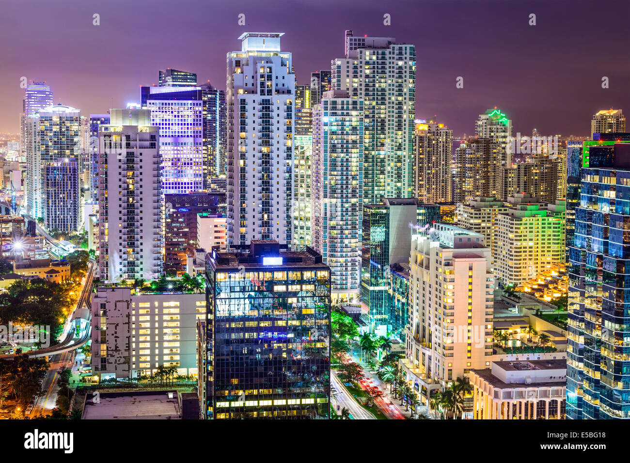 Miami, Florida, EE.UU. el centro de ciudad. Foto de stock