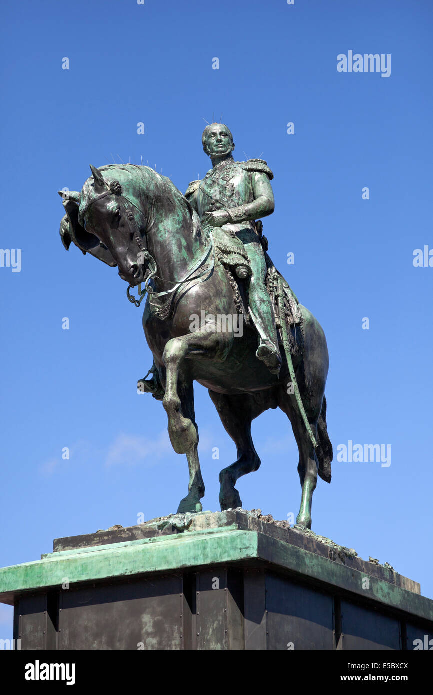 Estatua del rey Guillermo II en Buitenhof en La Haya, Holanda Foto de stock