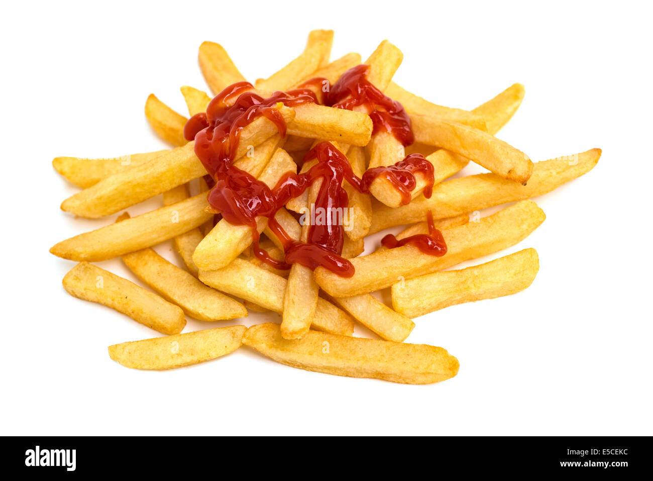 Patatas fritas, patatas fritas con salsa de tomate ketchup salsa Foto de stock