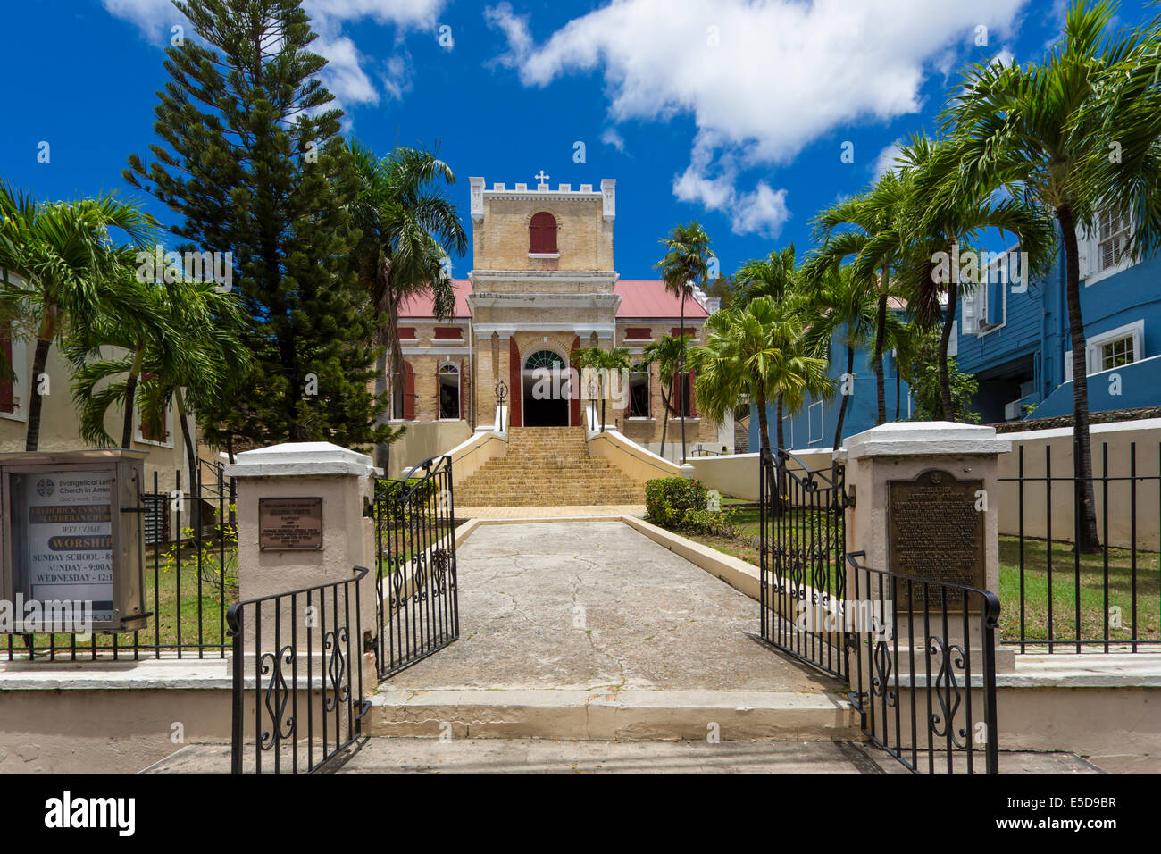 Frederick Iglesia Luterana en Charlotte Amalie en la isla caribeña de Santo Tomás en las Islas Vírgenes de EE.UU. Foto de stock