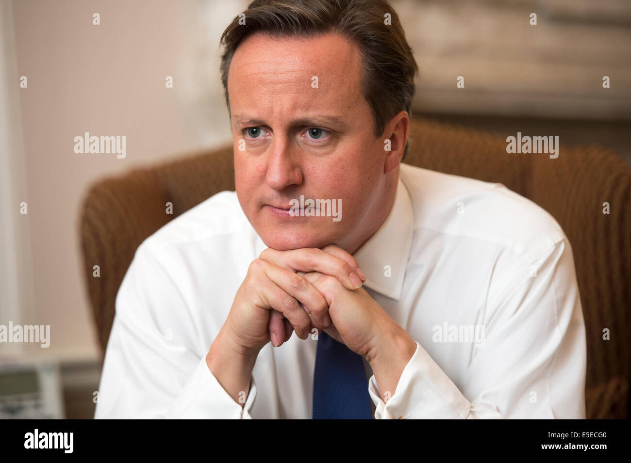 .David Cameron, Primer Ministro británico en Downing Street nº 10 Foto de stock