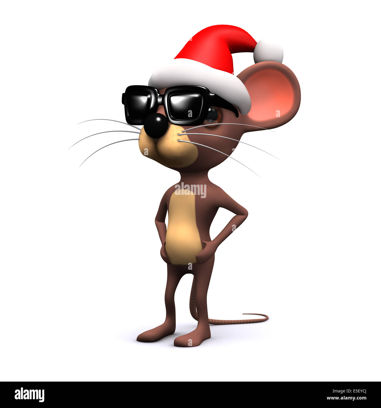 3D Render de un ratón de dibujos animados con gafas de sol y un gorro de  Papá Noel Fotografía de stock - Alamy