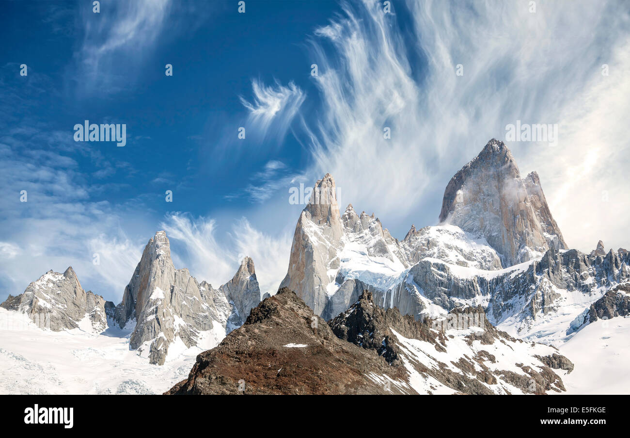 Cordillera de Fitz Roy en la Patagonia, Argentina Foto de stock