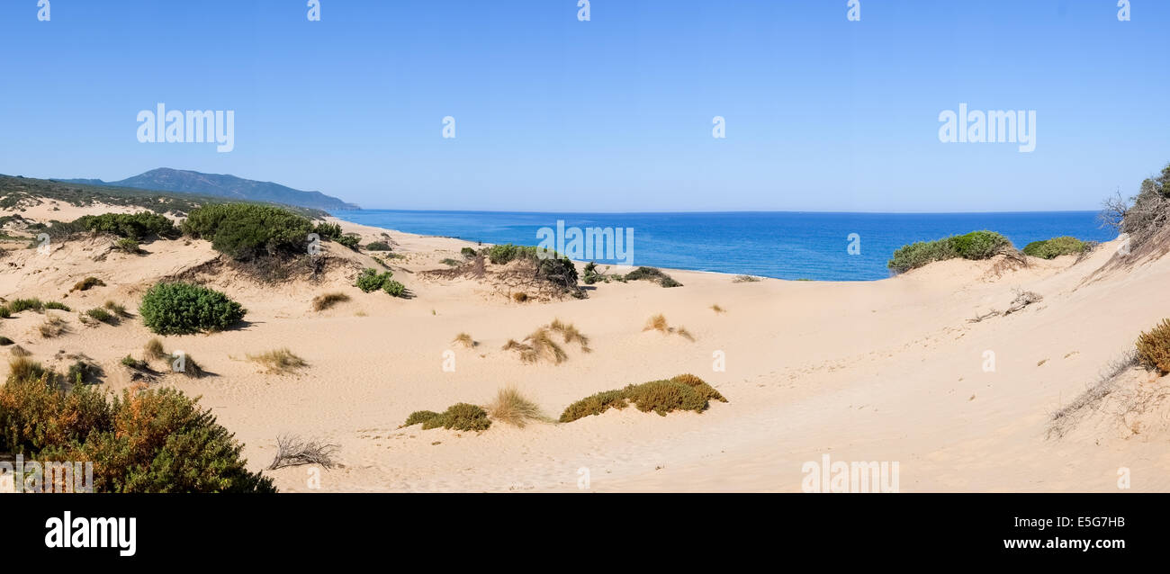 Piscinas dunas de playas en la Costa Verde, en el oeste de Cerdeña, Italia Foto de stock