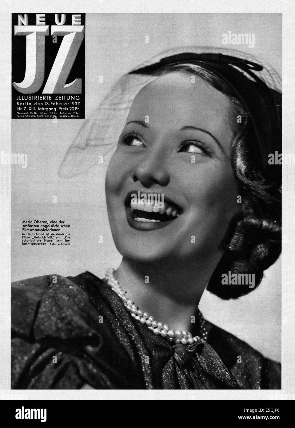 1937 Neue Illustrierte Zeitung foto de portada de la actriz Merle Oberon  Fotografía de stock - Alamy