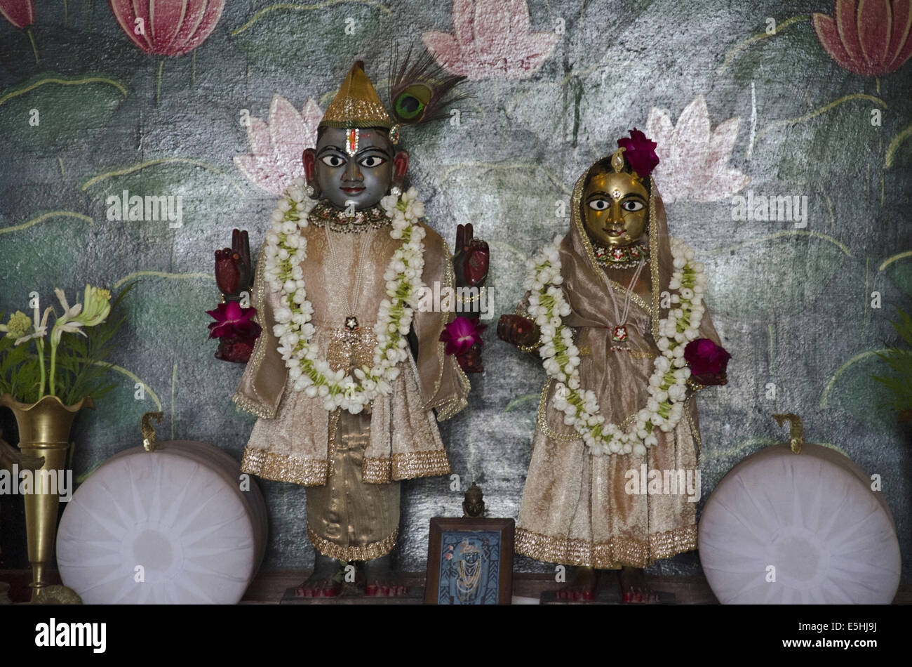 Radha Krishna Temple en Assi Ghat, Varanasi, Benares, Uttar Pradesh, India Foto de stock