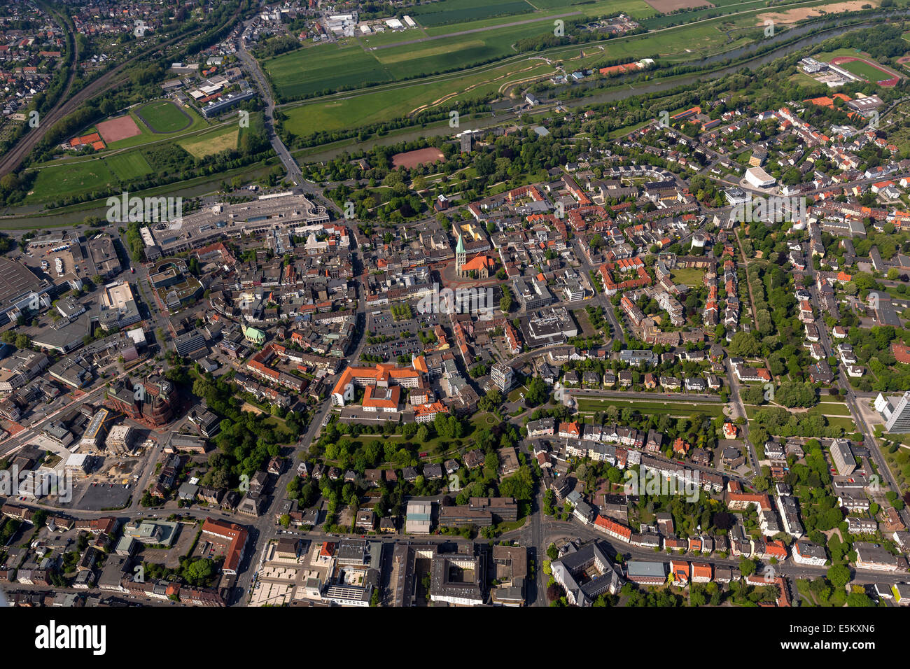 Vista aérea, cinturón verde alrededor de Hamm, districto de Ruhr, Renania del Norte-Westfalia, Alemania Foto de stock