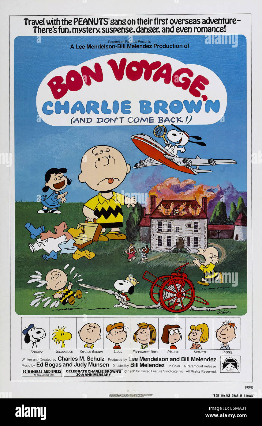 BON VOYAGE, Charlie Brown (y no vuelvas!), nosotros póster, arriba a la