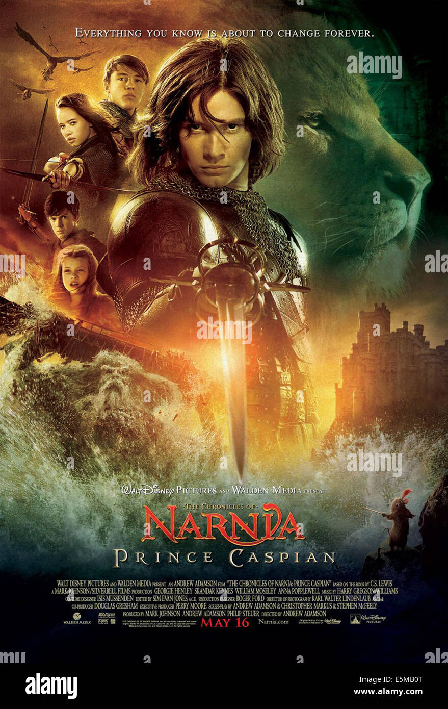 Las Crónicas de Narnia: El Príncipe Caspian, derecha: Ben Barnes, desde arriba: William Moseley, Anna Popplewell, Skandar Keynes. Foto de stock