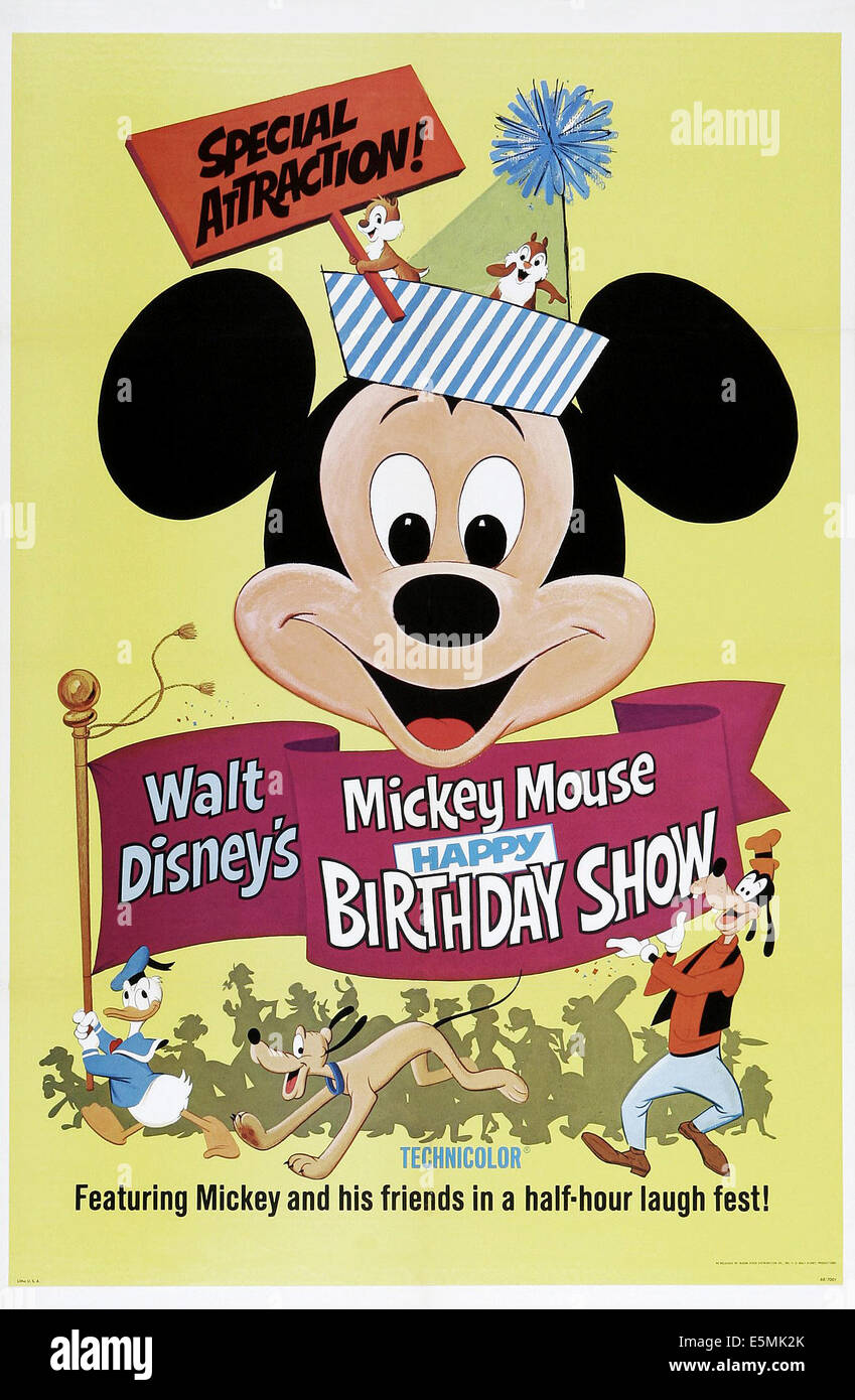 Feliz cumpleaños MICKEY MOUSE MOSTRAR, nosotros póster, Mickey Mouse, abajo  a la izquierda: el Pato Donald, Pluto, Goofy, 1968 Fotografía de stock -  Alamy