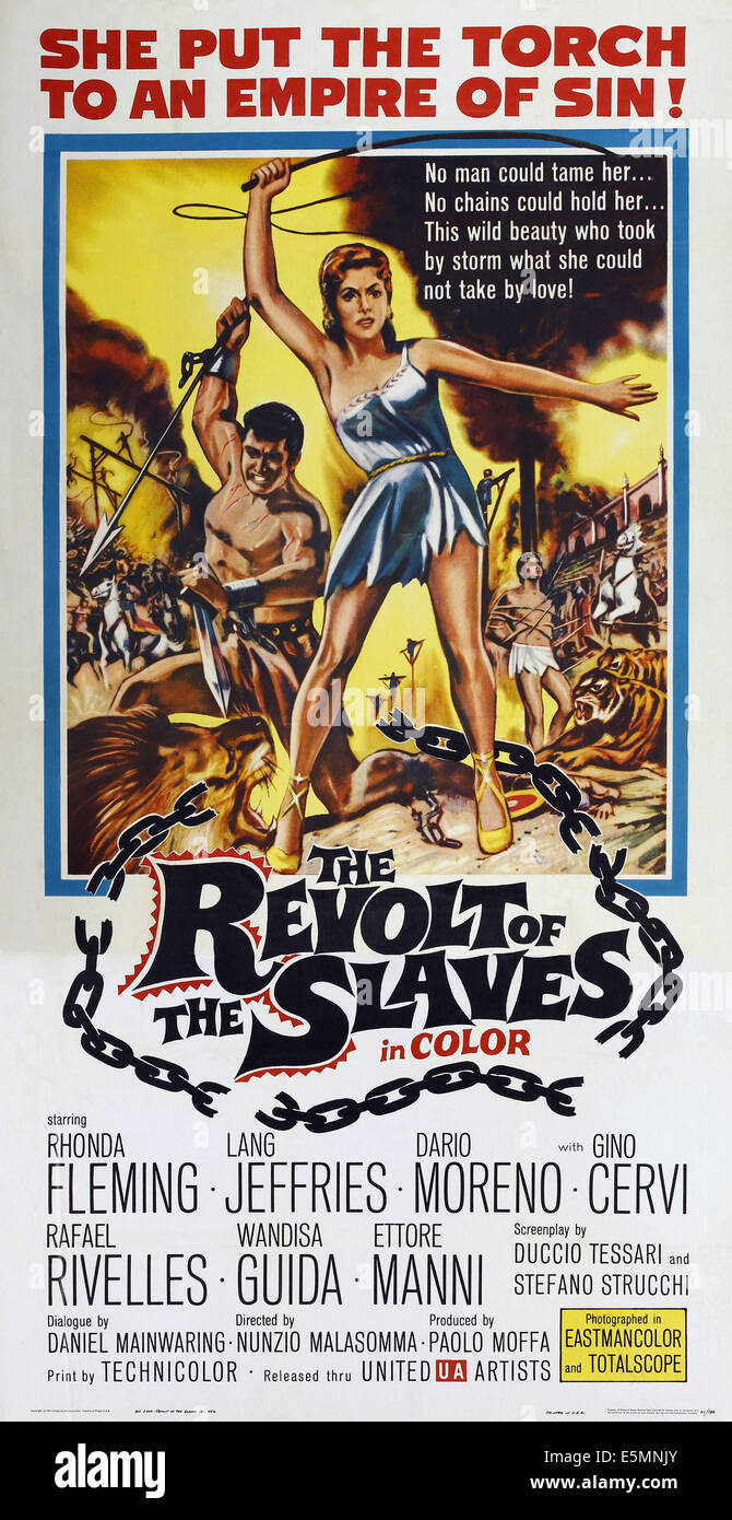 La revuelta de los esclavos (aka LA RIVOLTA DEGLI SCHIAVI), nosotros poster art, 1960 Foto de stock
