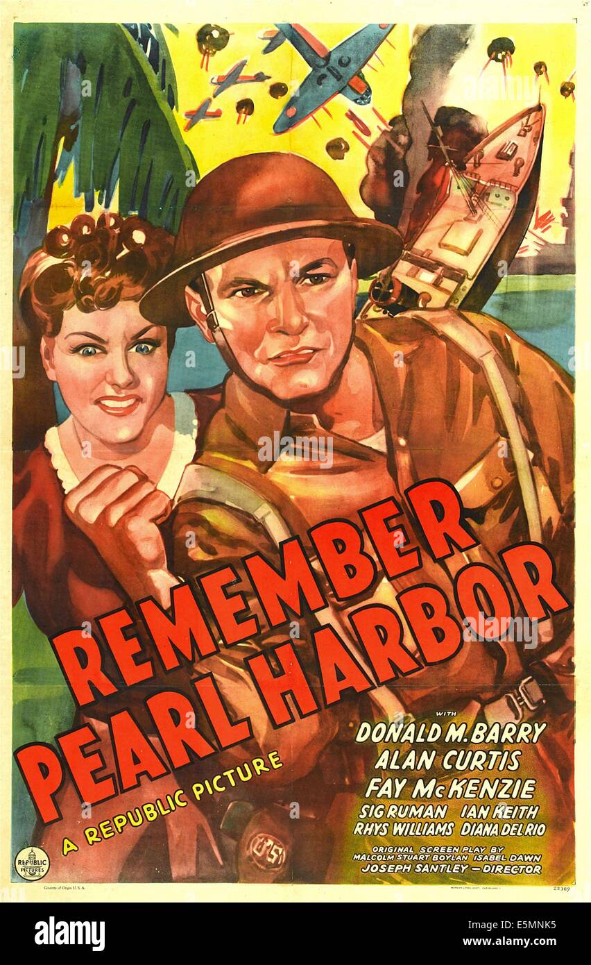 REMEMBER Pearl Harbor, desde la izquierda: Fay McKenzie, Donald M. Barry, 1942. Foto de stock