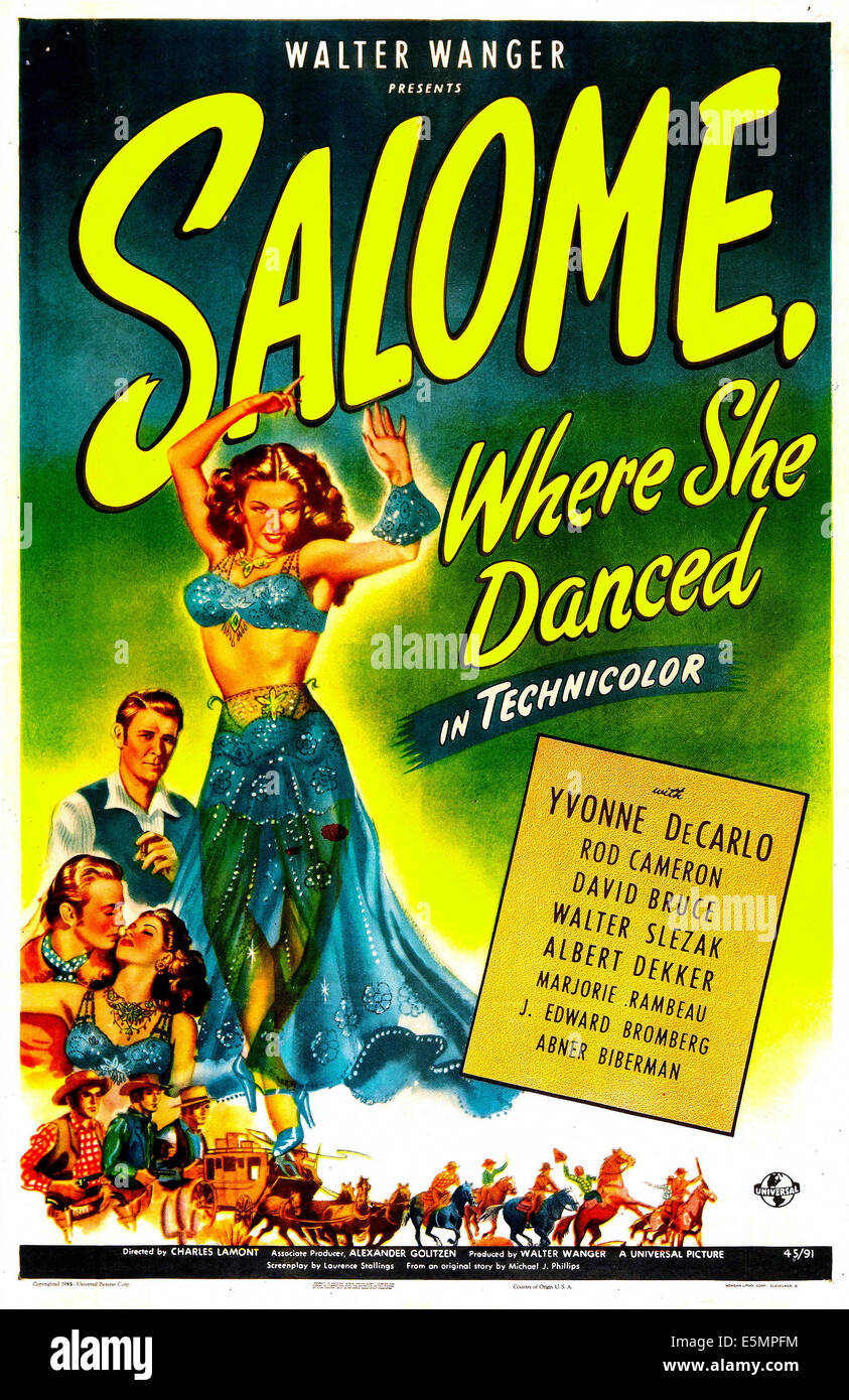 Salomé, donde bailó, nosotros póster, Yvonne De Carlo, Rod Cameron, David Bruce, 1945 Foto de stock
