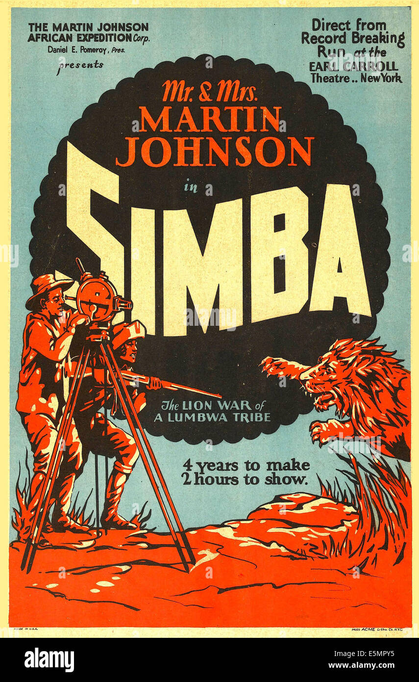 SIMBA, (alias 'SIMBA: EL REY DE LAS Bestias', alias 'SIMBA: EL LEÓN DE LA TRIBU LUMBWA GUERRA'); a la izquierda, de izquierda a derecha: Foto de stock