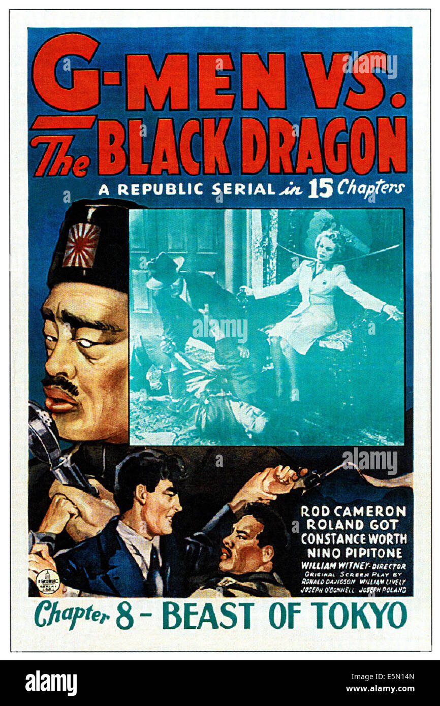G-men VS. TEH Dragón Negro, Rod Cameron en 'Capítulo 8: bestia de Tokio", de 1943. Foto de stock