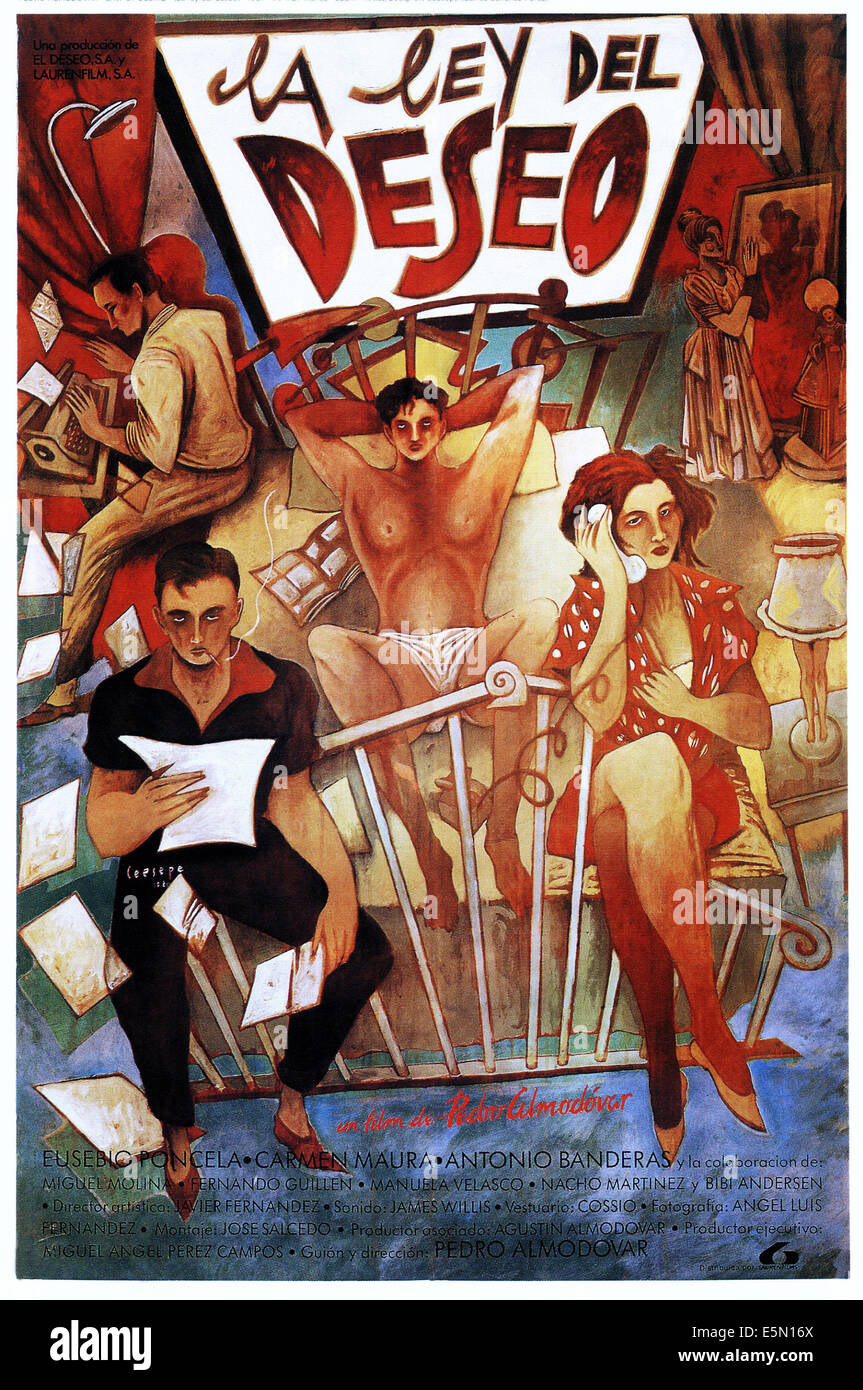 La ley del deseo, (alias LA LEY DEL DESEO), póster Español de Arte, 1987 ©Cinevista cortesia/Everett Collection Foto de stock