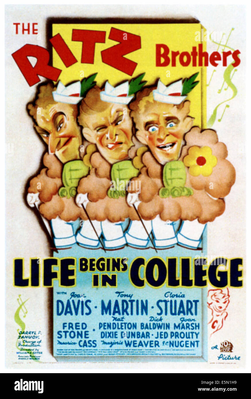 La vida comienza en el colegio, el Ritz Brothers, 1937, TM y Copyright ©20th Century Fox Film Corp. Todos los derechos reservados./cortesía Foto de stock