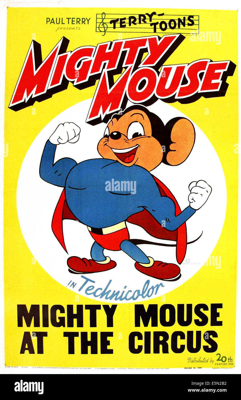 El Mighty Mouse en el circo, el Mighty Mouse 1943, TM y Copyright ©20th Century Fox Film Corp. Todos los derechos reservados./cortesía Foto de stock