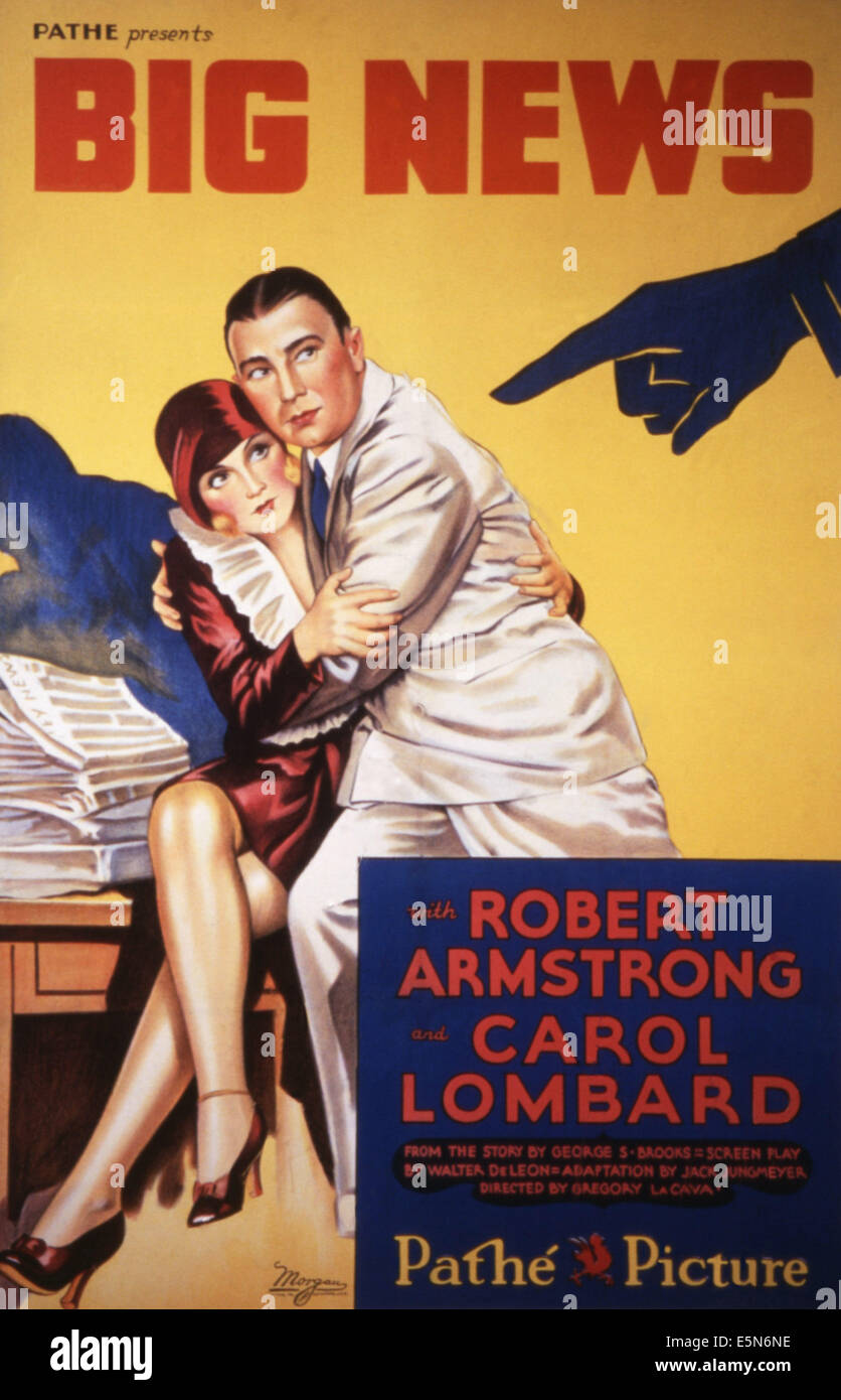Grandes noticias, Carole Lombard, Robert Armstrong, 1929 Foto de stock