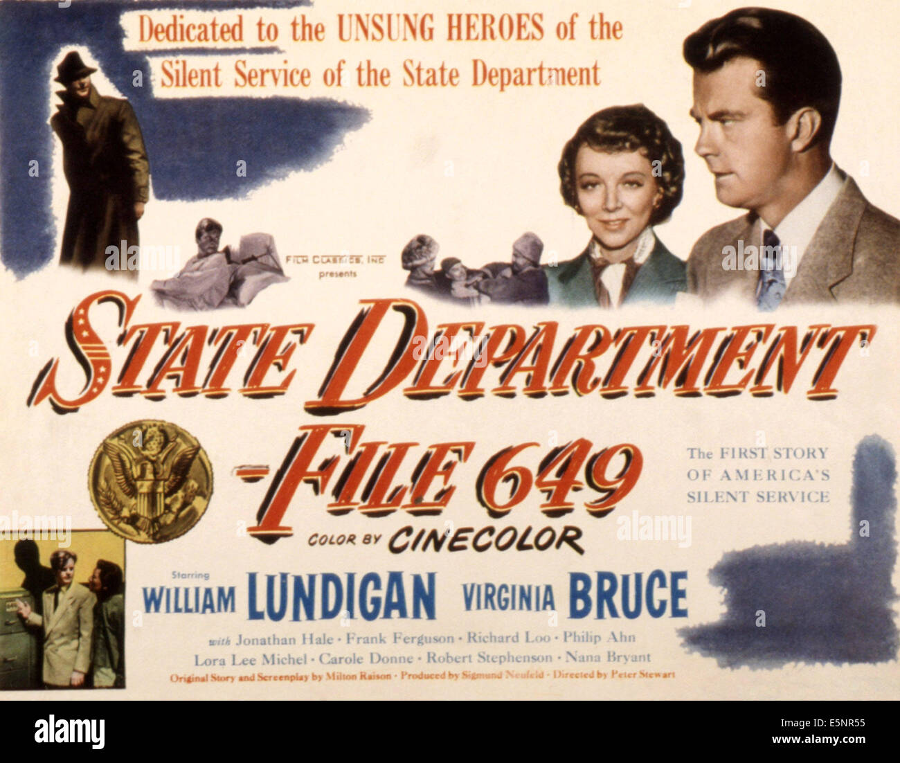 Departamento de Estado: archivo 649, William Lundigan, Virginia Bruce, 1949 Foto de stock