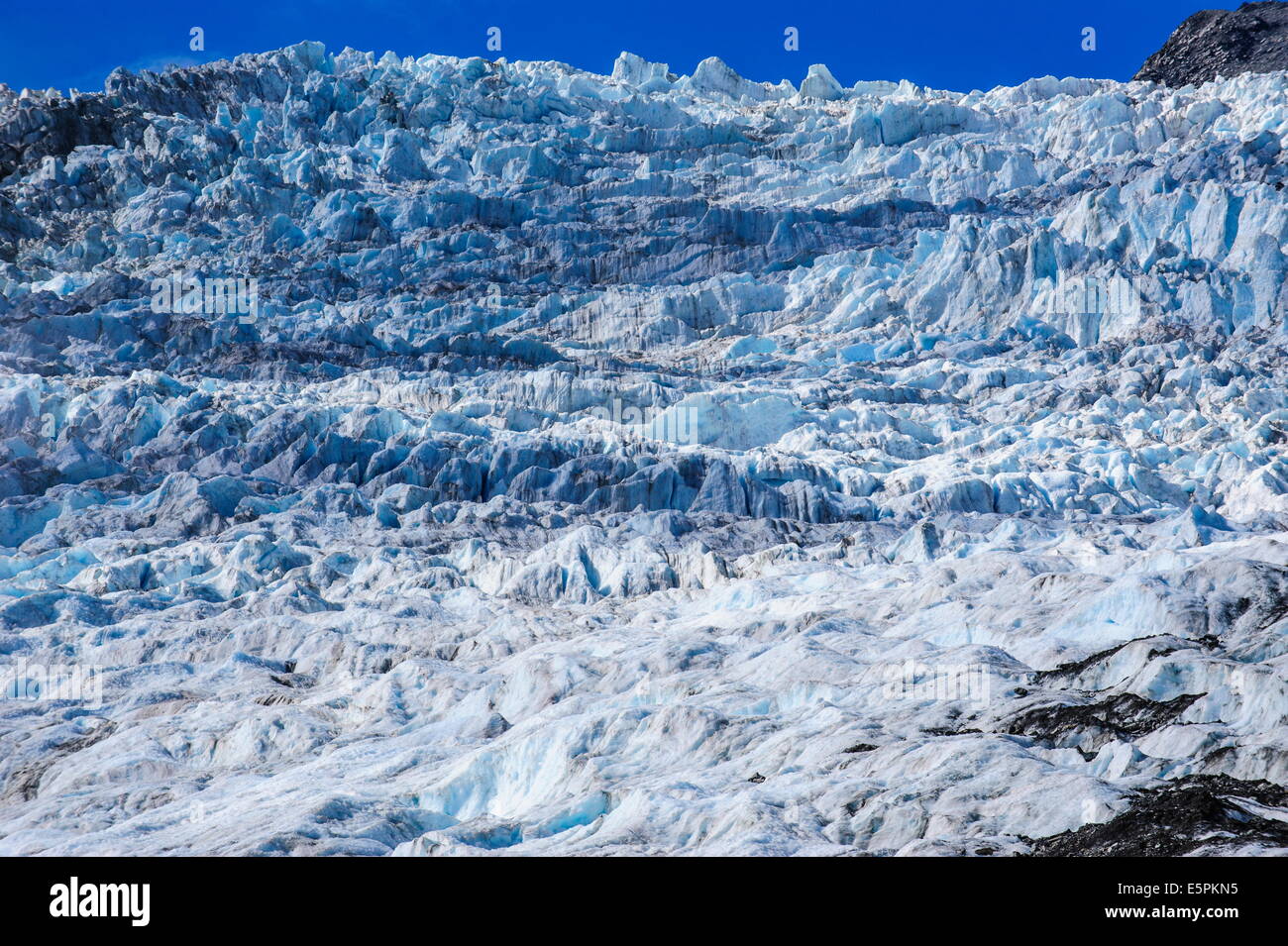 El enorme campo de hielo del glaciar Fox, Westland Tai Poutini National Park, Isla del Sur, Nueva Zelanda, el Pacífico Foto de stock