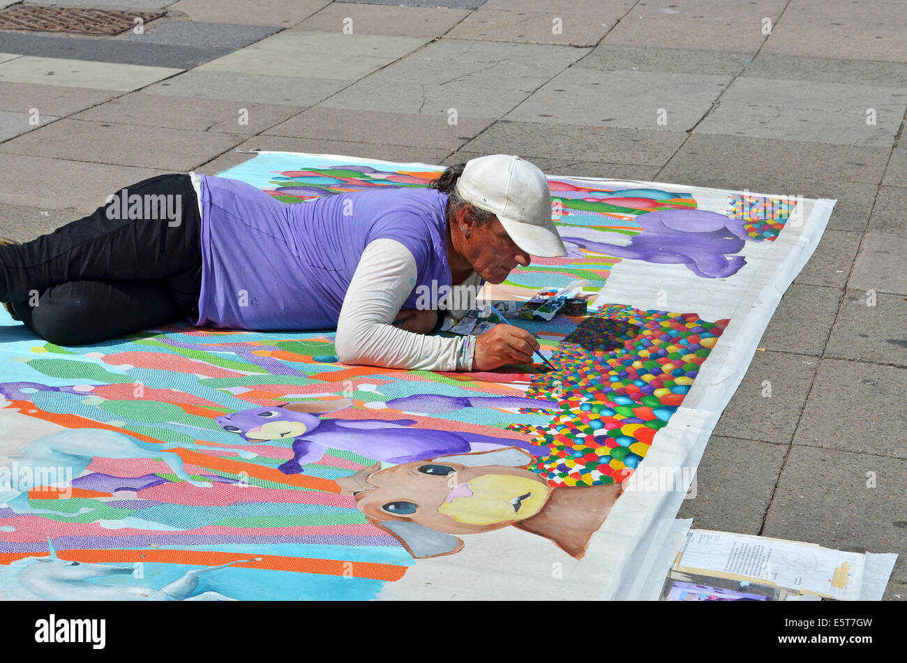Un artista callejero en Blackpool, Inglaterra, Reino Unido. Foto de stock