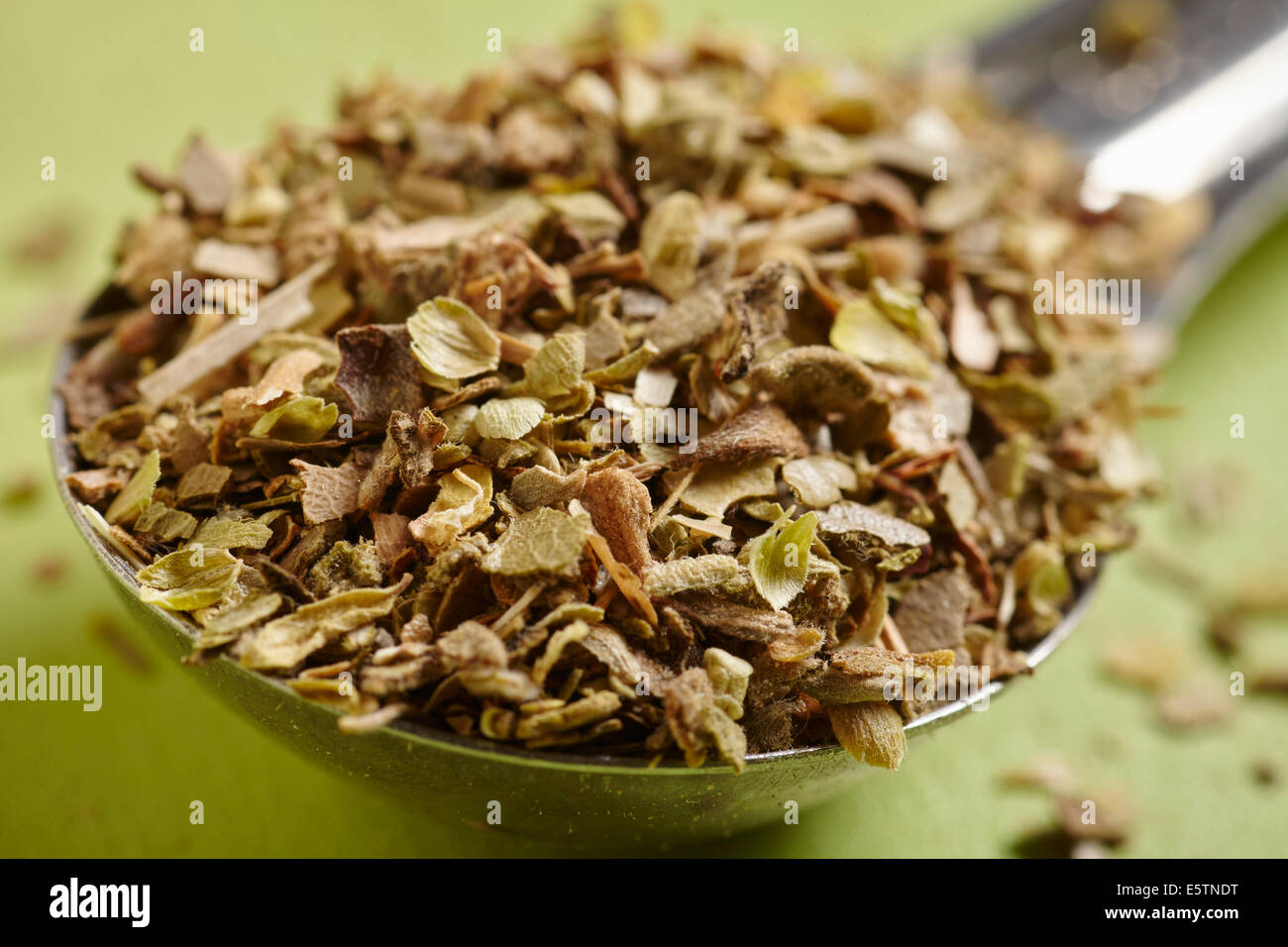 Una cucharadita de orégano seco Foto de stock