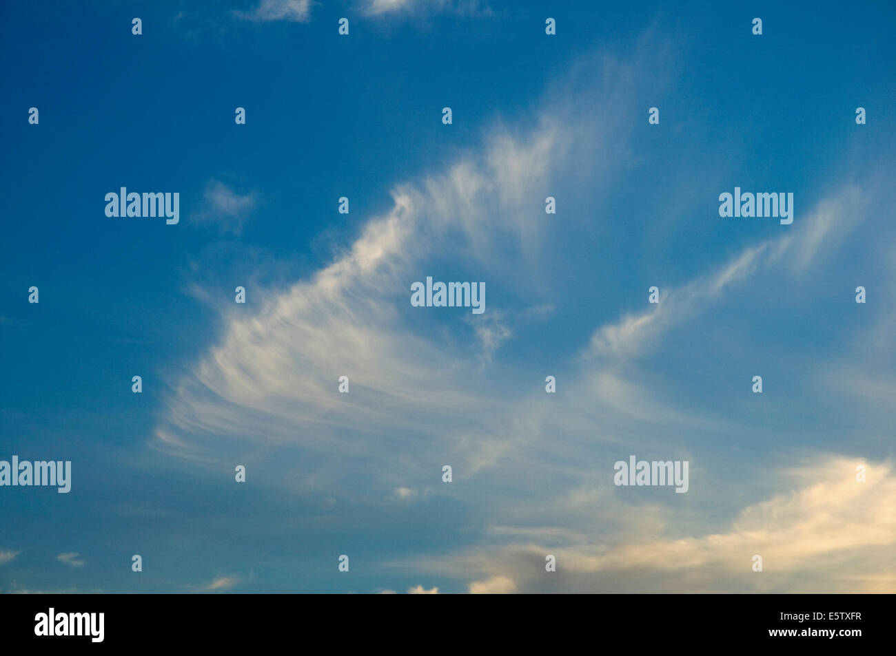 Un wisp de alto nubes cirrus en una noche de verano Foto de stock
