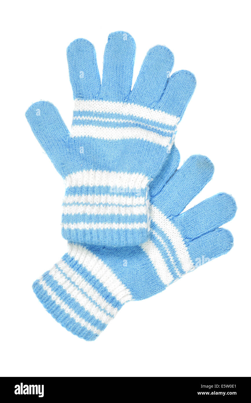 Desgaste del niño - guantes de lana aislado sobre fondo blanco