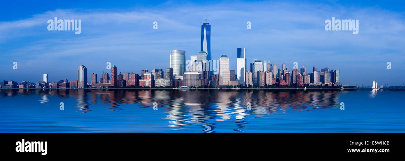 La Lower Manhattan, Ciudad de Nueva York, EE.UU. del sitio de intercambio al atardecer Foto de stock