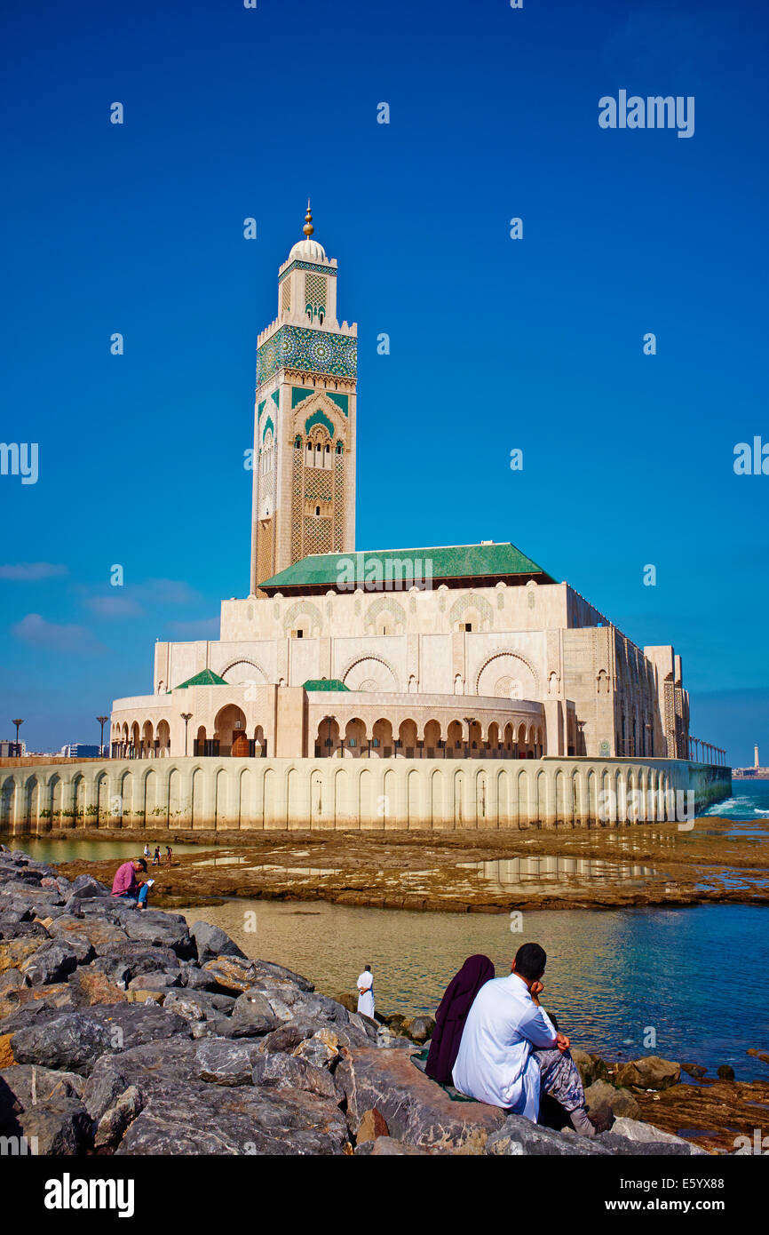 Marruecos, Casablanca y mezquita de Hassan II Foto de stock