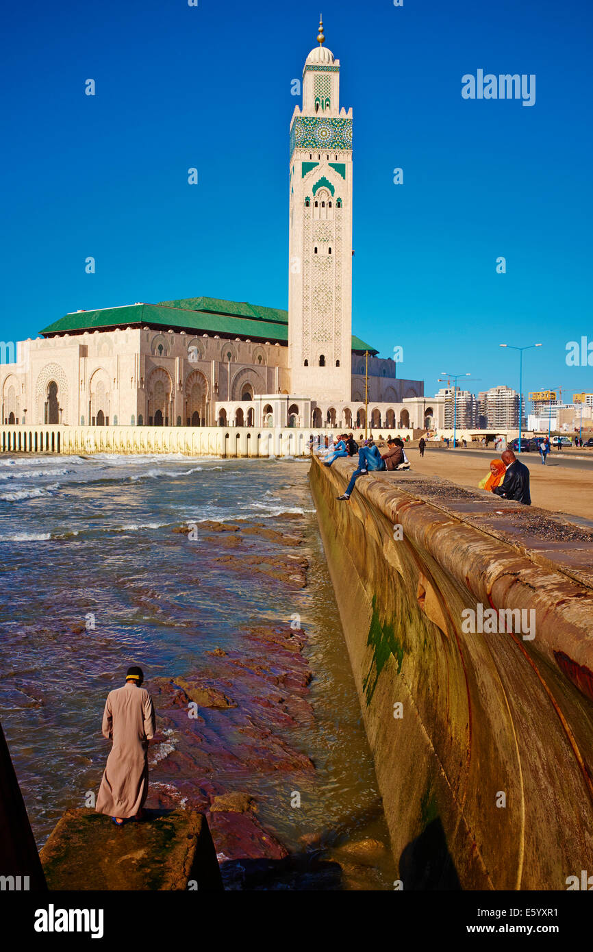Marruecos, Casablanca y mezquita de Hassan II Foto de stock
