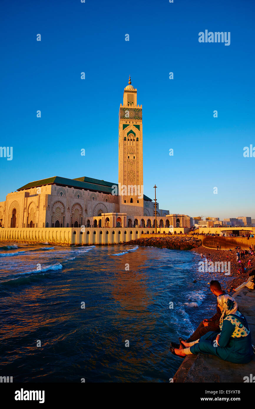 Marruecos, Casablanca y mezquita de Hassan II Foto de stock