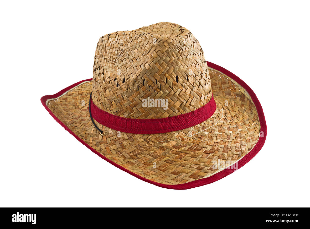 Cowboy americano tradicional sombrero de paja aislado sobre fondo blanco.  Accesorio de agricultor Fotografía de stock - Alamy