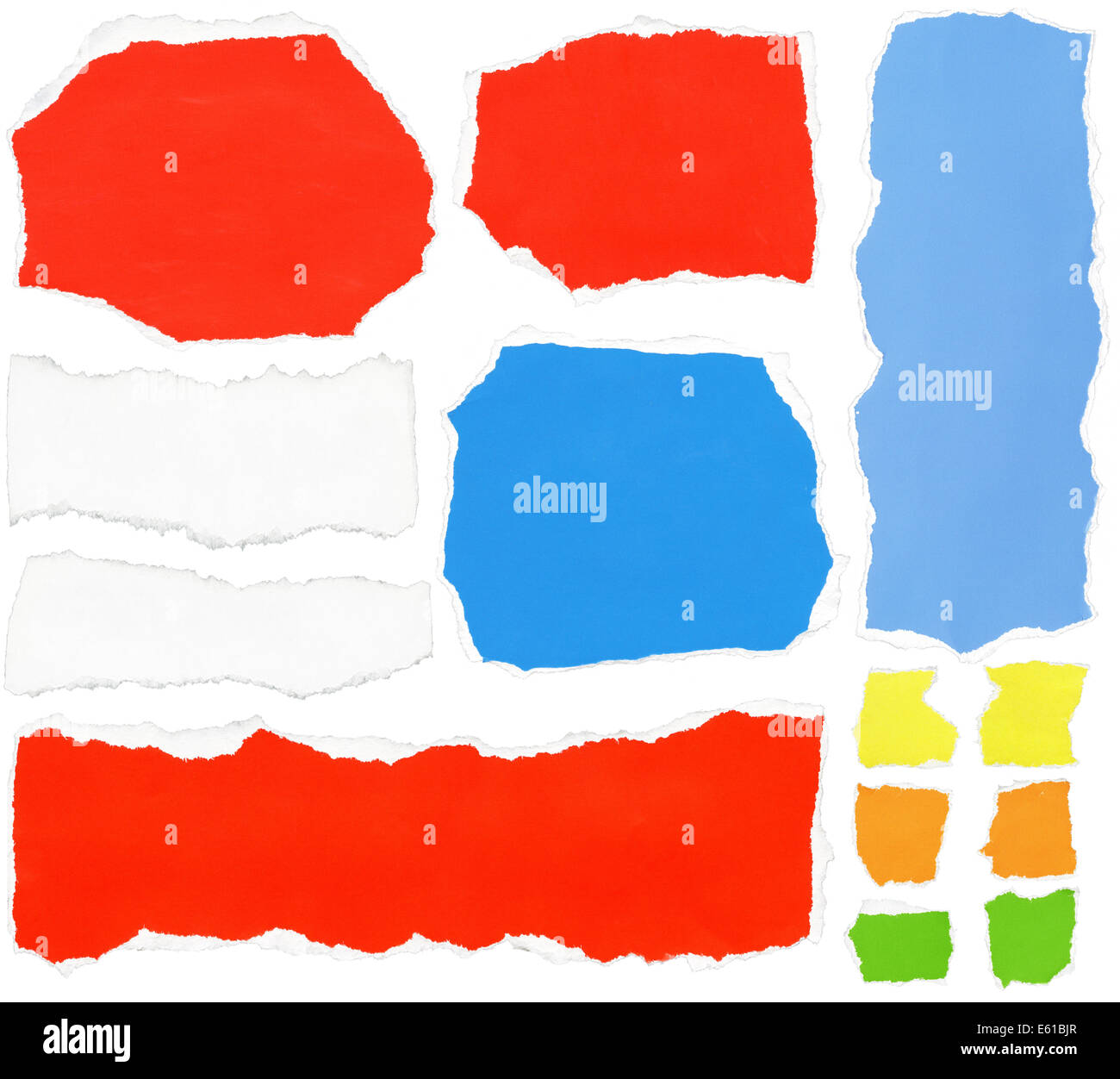Conjunto de trozos de papel de colores Fotografía de stock - Alamy