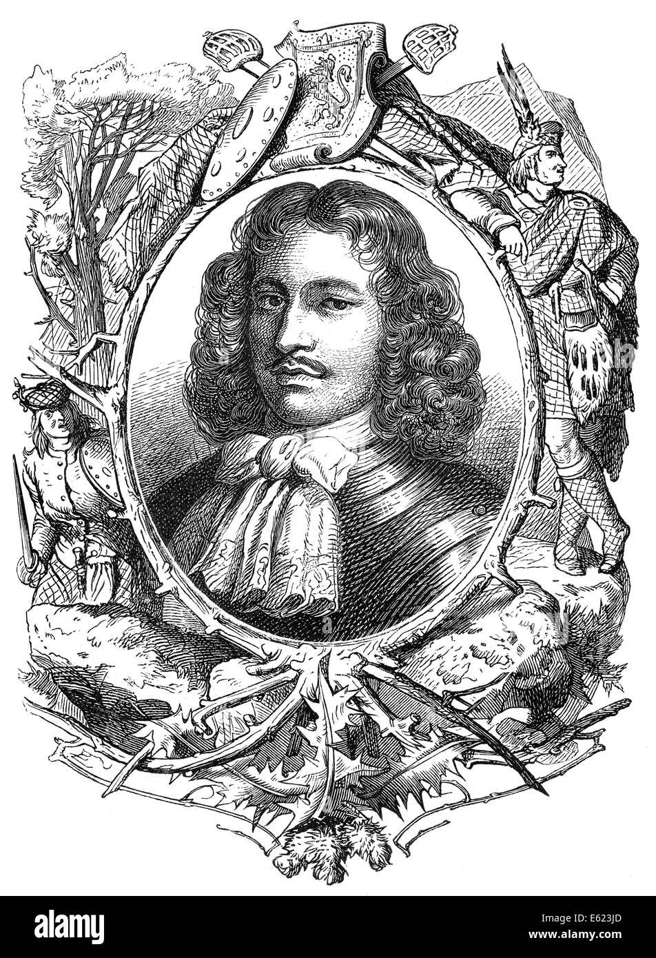 Sir Ewen Cameron de Lochiel, 1629-1719, un escocés Highland cacique, el 17º jefe de Clan Cameron Foto de stock