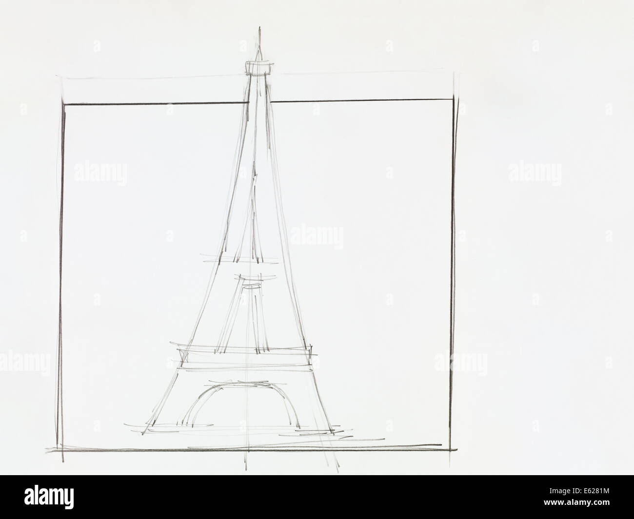 Dibujo a Lápiz dibujados a mano de Torre Eiffel Fotografía de stock - Alamy