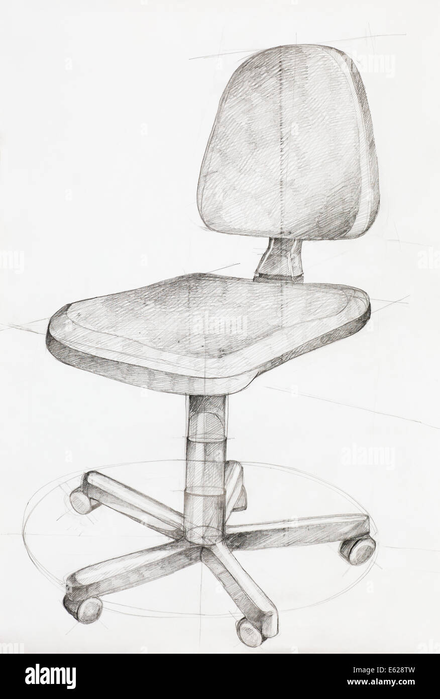 Ilustración dibujada a mano de silla de oficina, vista en perspectiva  Fotografía de stock - Alamy