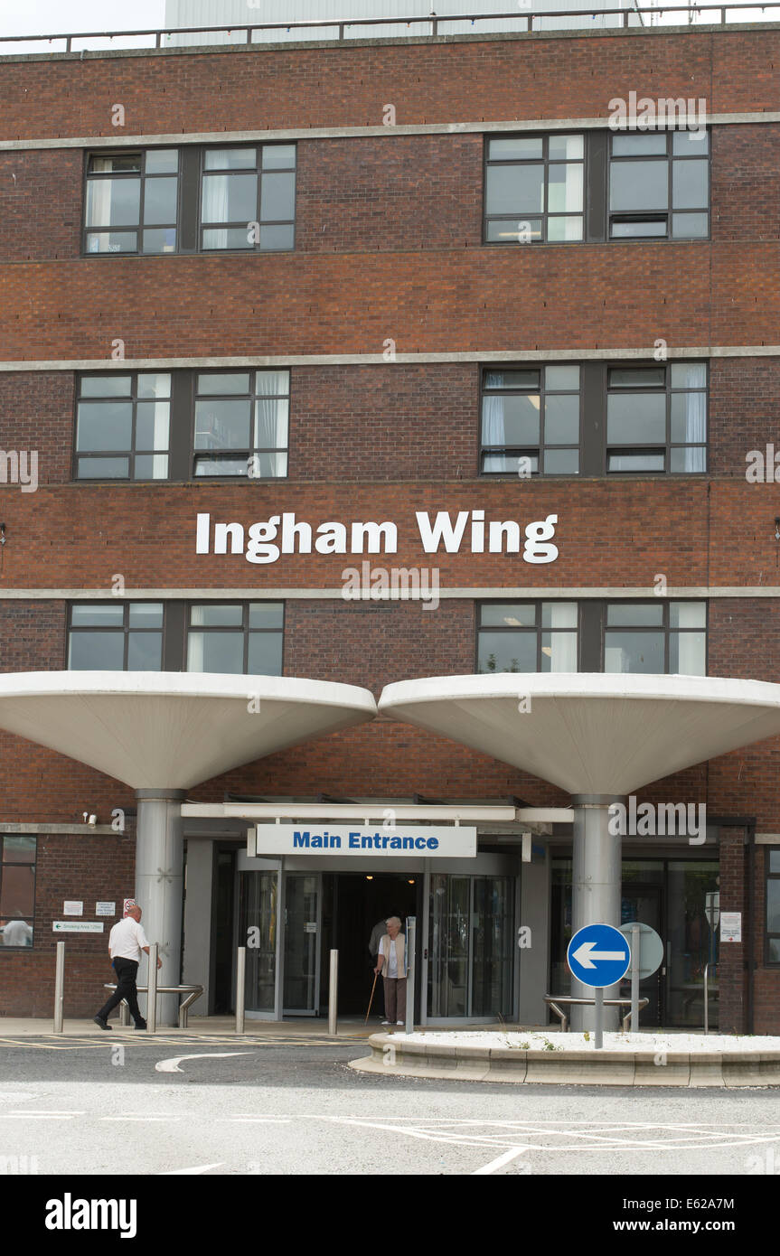 Entrada a la Ingham Ala de South Tyneside Hospital Distrital del noreste de Inglaterra Foto de stock