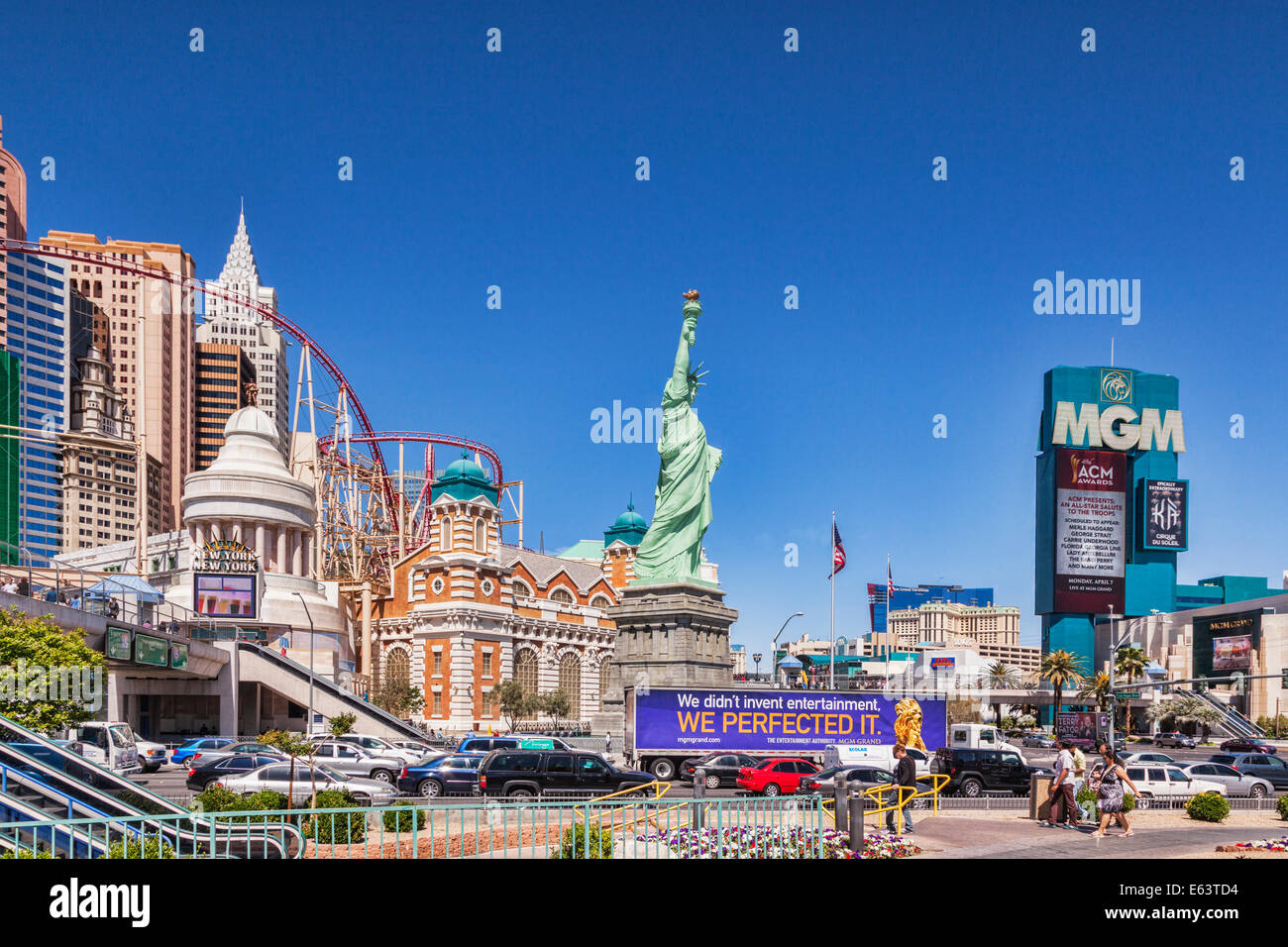 Una vista de la Strip de Las Vegas. Foto de stock