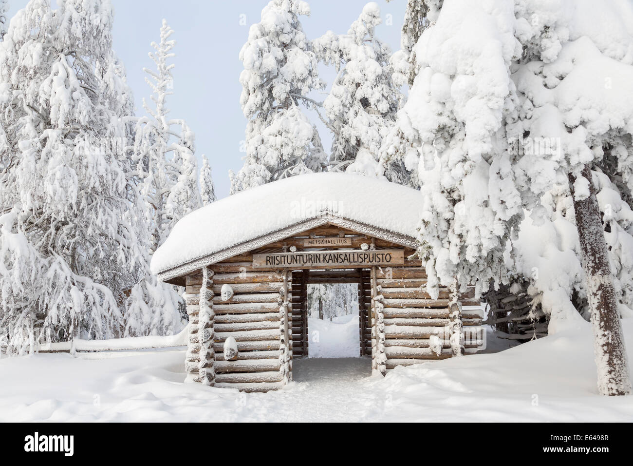 Invierno en el Parque Nacional de Riisitunturi, Laponia, Finlandia Foto de stock