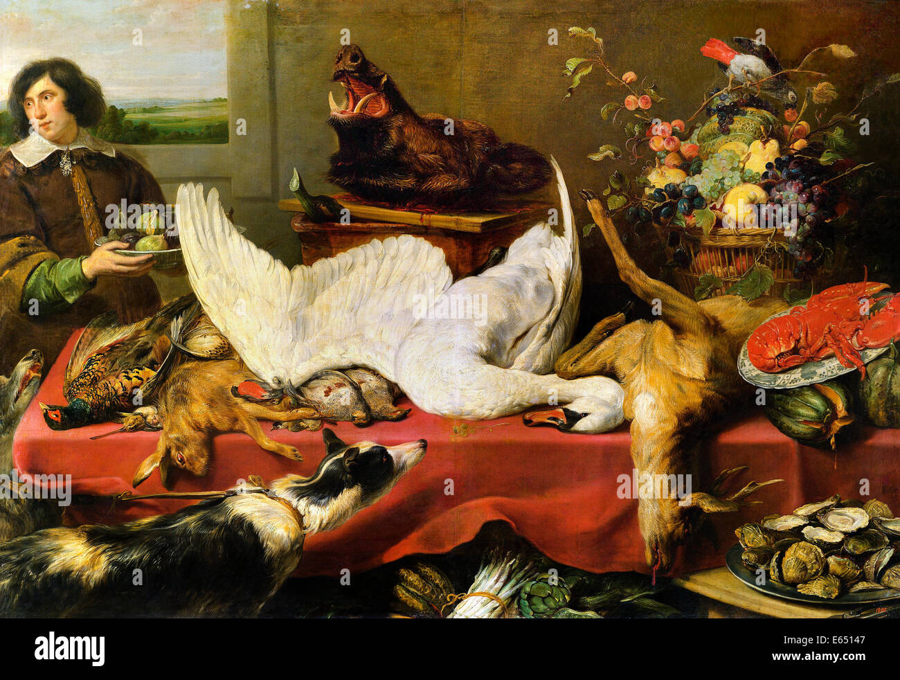 Frans Snyders, Bodegón con un cisne. Circa 1640. Óleo sobre lienzo. Museo Pushkin, Moscú, Rusia. Foto de stock