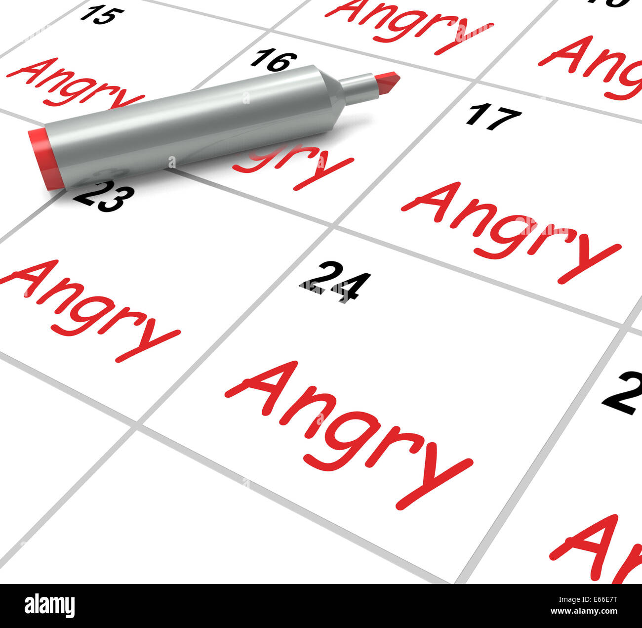 Calendario enojado significado furia rabia y rencor Foto de stock