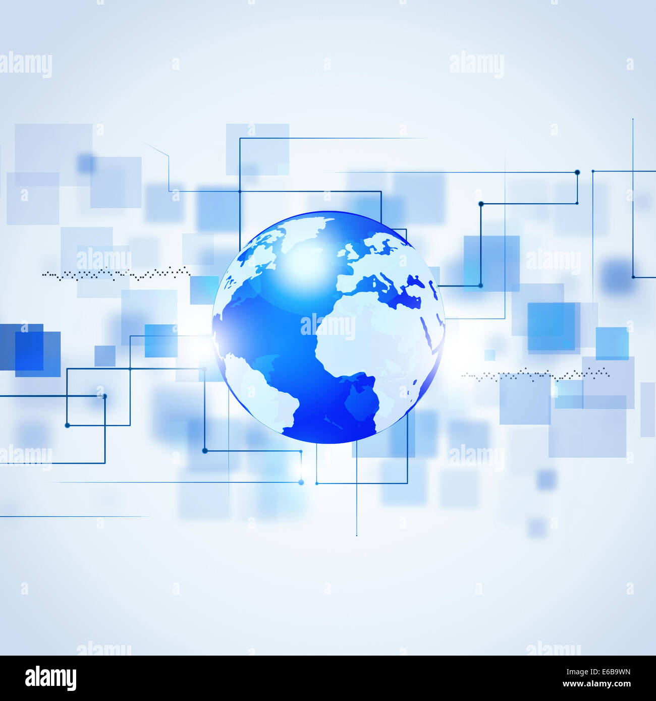 Resumen La tecnología y las comunicaciones empresariales fondo azul Foto de stock