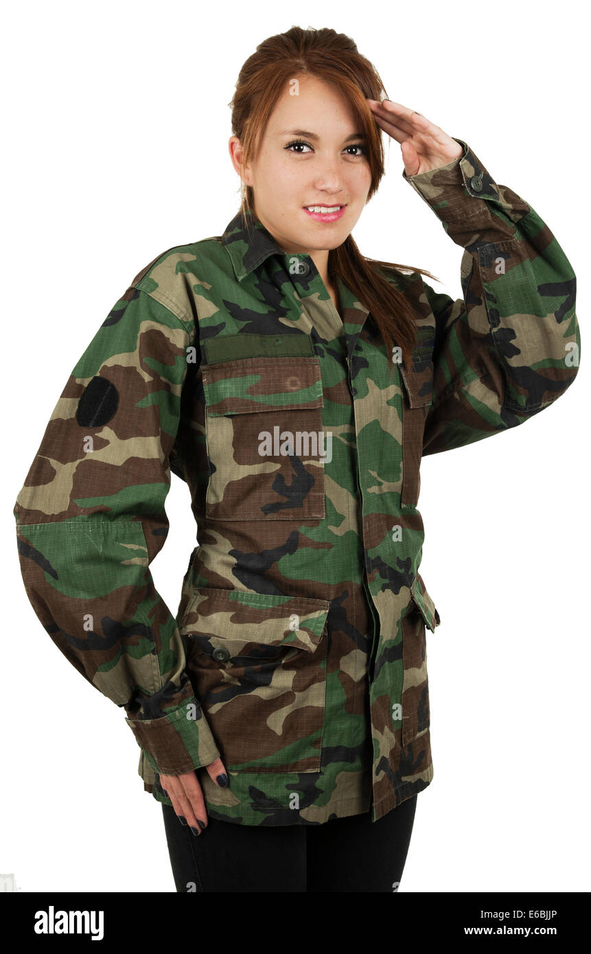 Dos mujeres en ropa militar ejército niñas Fotografía de stock - Alamy
