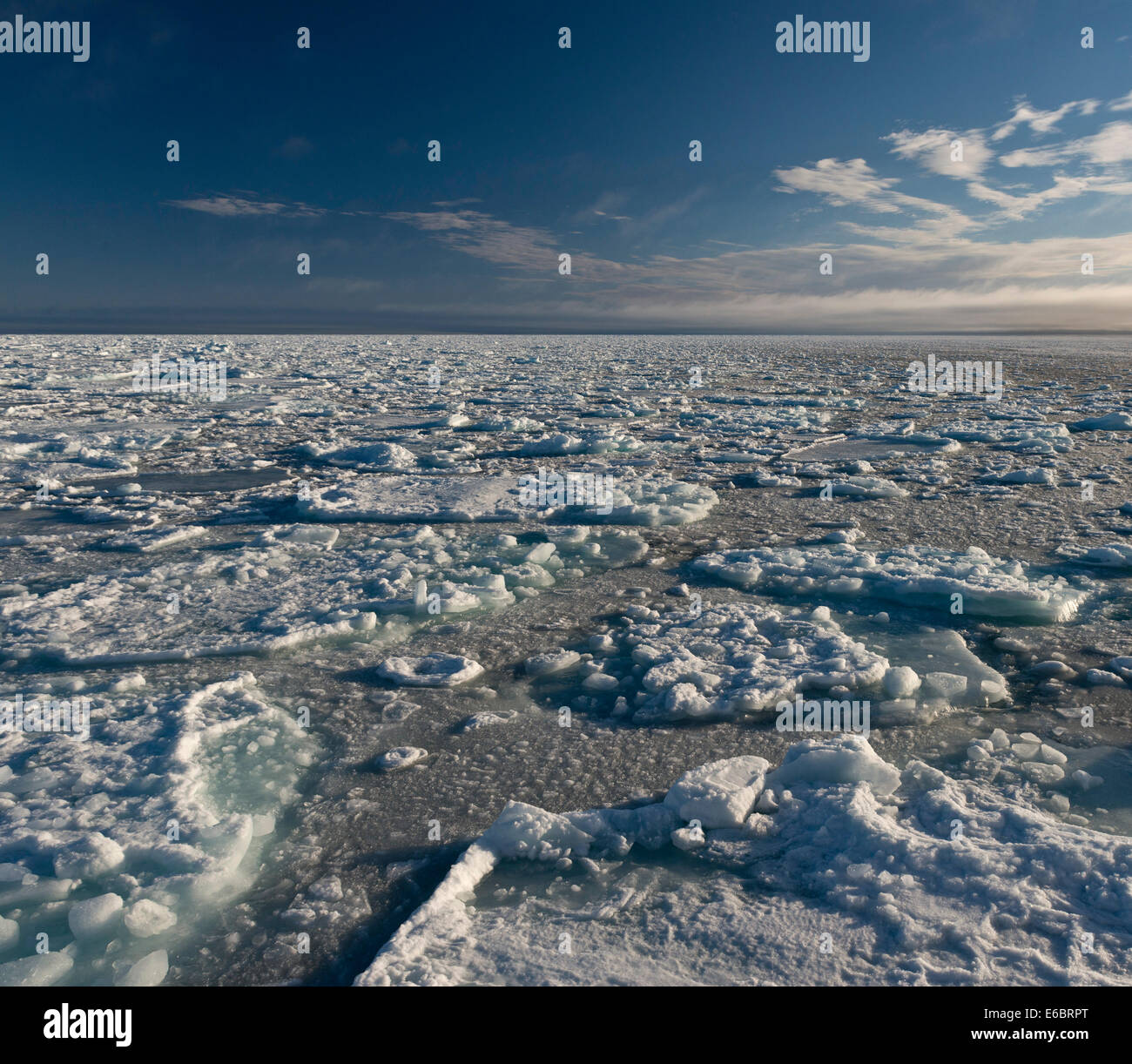 Témpanos de hielo, el borde de la banquisa, Océano Ártico, Spitsbergen, Islas Svalbard y Jan Mayen, Svalbard, Noruega Foto de stock