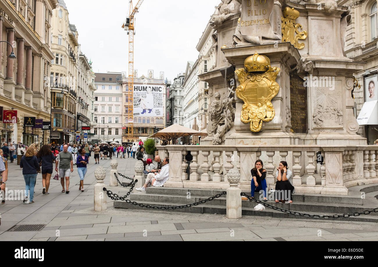 Pestsäule (peste columna o columna de la Santísima Trinidad), Graben, Viena, Europa Foto de stock